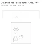 Outer Tie Rod Land-rover (LR162107)2022-2024. Fixed Price $99.00.