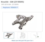 New Genuine Gm 1997-2016 Chevrolet Rear Right Suspension Knuckle 23130695. Fixed Price $385.00.