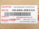 Genuine Oem Toyota 45460-09230 Passenger Outer Tie Rod End Assy. Fixed Price $95.20.