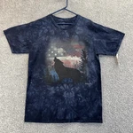 The Mountain Shirt Mens Large Blue Tie Dye Howling Wolf American Flag Graphic. Fixed Price $21.99.